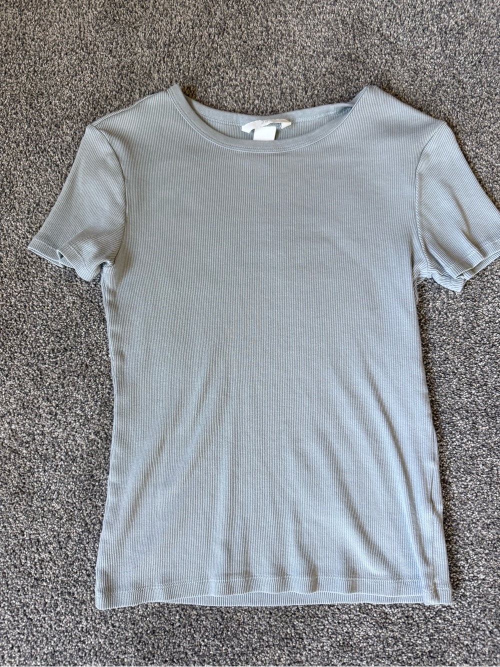H&M Women’s Ribbed Tee Light Blue Gray Size Small